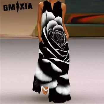 GMXIA Женские модные летние весенние повседневные платья без рукавов с v-образным вырезом S