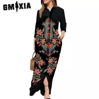 GMXIA Женские модные летние весенние повседневные платья с длинным рукавом и воротником-поло S розовый