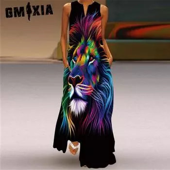 GMXIA Женские модные летние весенние повседневные платья без рукавов с v-образным вырезом S