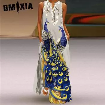 GMXIA Женские модные летние весенние повседневные платья без рукавов с v-образным вырезом S