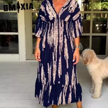 GMXIA Женские модные летние весенние повседневные платья с короткими рукавами и v-образным вырезом S чёрный