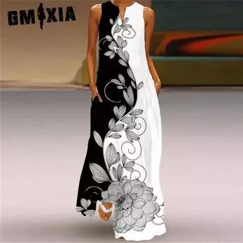 GMXIA Женские модные летние весенние повседневные платья без рукавов с v-образным вырезом S