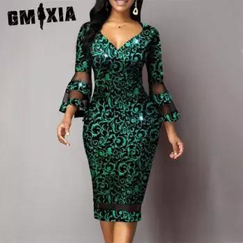 GMXIA Женские модные летние весенние повседневные платья с рукавом 3/4 и v-образным вырезом S красный