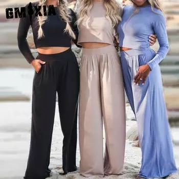 GMXIA женские модные однотонные шорты большого размера с длинными рукавами и круглым вырезом, домашние костюмы S хаки