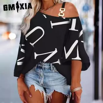 GMXIA Женские модные повседневные летние блузки и рубашки с короткими рукавами S