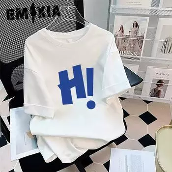 GMXIA Женские модные повседневные летние блузки и рубашки с круглым вырезом с короткими рукавами M