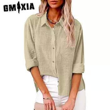 GMXIA Женские модные повседневные летние однотонные блузки и рубашки с v-образным вырезом и рукавами 3/4 с принтом S бордовый