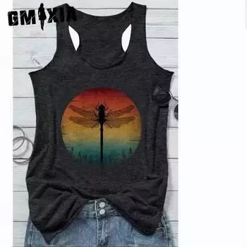 GMXIA женские модные повседневные летние однотонные блузки и рубашки без рукавов с v-образным вырезом и принтом S