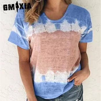 GMXIA Женские модные повседневные летние свободные блузки и рубашки с коротким рукавом и круглым вырезом S серый