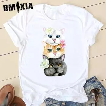 GMXIA женские модные повседневные летние весенние однотонные футболки с круглым вырезом и короткими рукавами с принтом и свободные топы XS