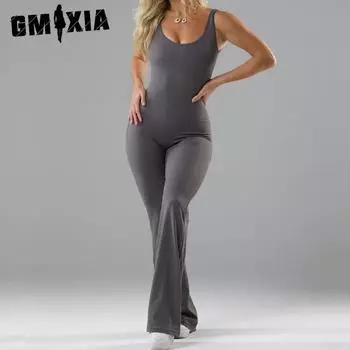 GMXIA Женские модные повседневные однотонные брюки с принтом на лето и весну, без рукавов, полые без следов, брюки для похудения, комбинезоны и комбинезоны S