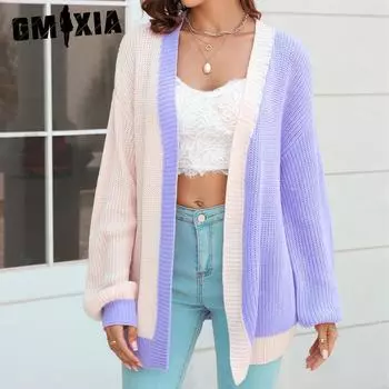 GMXIA женские модные повседневные осенне-зимние кардиганы с длинными рукавами, свитер, пальто S жёлтый