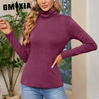 GMXIA женские модные повседневные осенне-зимние однотонные колье с длинными рукавами и принтом, свободные блузки и рубашки S чёрный