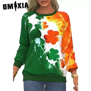 GMXIA Женские модные повседневные свободные футболки и топы с круглым вырезом и длинными рукавами