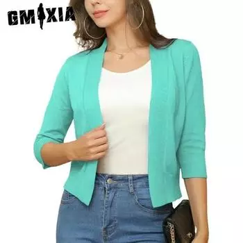 GMXIA Женские винтажные повседневные клетчатые куртки и пальто с длинным рукавом и V-образным вырезом на осень и весну S чёрный