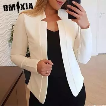 GMXIA Женские винтажные повседневные однотонные принтованные куртки и пальто с длинным рукавом на осень-зиму S красный