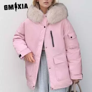 GMXIA женские винтажные повседневные однотонные куртки и пальто с капюшоном на осень и зиму с длинными рукавами и принтом M белый