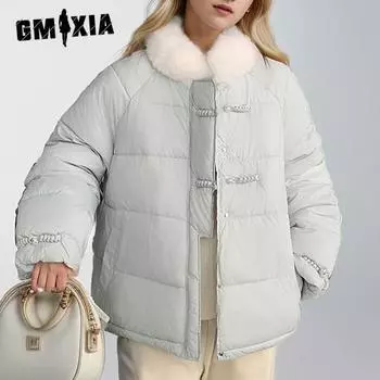 GMXIA женские винтажные повседневные однотонные куртки и пальто с воротником-поло на осень-зиму с длинным рукавом и принтом S белый