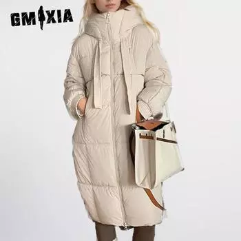 GMXIA женские винтажные повседневные однотонные куртки и пальто с капюшоном на осень и зиму с длинными рукавами и принтом S чёрный