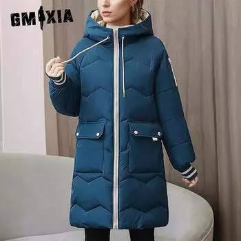 GMXIA женские винтажные повседневные однотонные куртки и пальто с капюшоном на осень и зиму с длинными рукавами и принтом S жёлтый