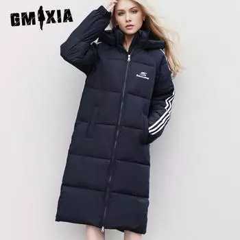 GMXIA женские винтажные повседневные однотонные куртки и пальто с капюшоном на осень и зиму с длинными рукавами и принтом S чёрный