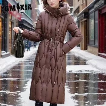 GMXIA женские винтажные повседневные однотонные куртки и пальто с капюшоном на осень и зиму с длинными рукавами и принтом M красный