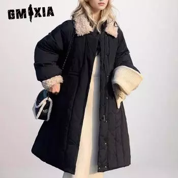 GMXIA женские винтажные повседневные однотонные куртки и пальто с воротником-поло на осень-зиму с длинным рукавом и принтом M розовый