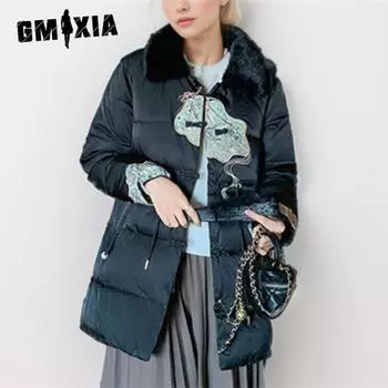 GMXIA женские винтажные повседневные однотонные куртки и пальто с воротником-поло на осень-зиму с длинным рукавом и принтом S золотой