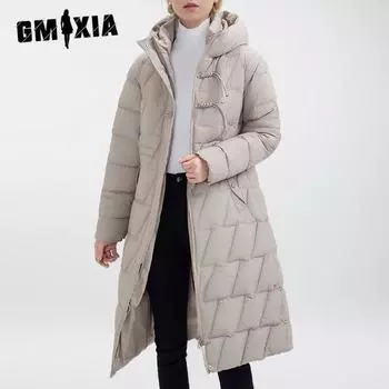 GMXIA женские винтажные повседневные однотонные куртки и пальто с капюшоном на осень и зиму с длинными рукавами и принтом M красный