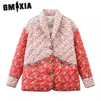 GMXIA женские винтажные повседневные однотонные куртки и пальто с воротником-поло на осень-зиму с длинным рукавом и принтом S