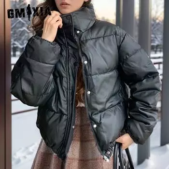 GMXIA Женские винтажные повседневные однотонные принтованные куртки и пальто с длинным рукавом и стойкой на осень-зиму M хаки