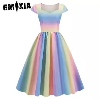 GMXIA, женский комбинезон с полосатым принтом, лето-весна, со средней талией и короткими рукавами, заправленный на талию Хепберн, винтажный комбинезон с принтом S