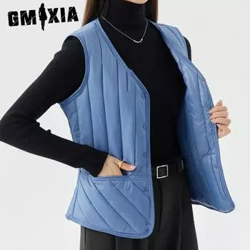 GMXIA Женский зимний теплый очень толстый плюс кашемировый домашний молодежный жилет с плечами из овечьей шерсти и хлопка для женщин, куртки и пальто M