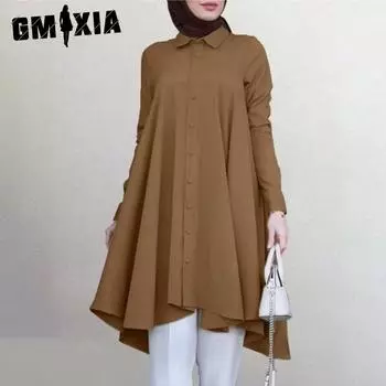 GMXIA Женское однотонное пальто с лацканами, застегивающееся на пуговицы, с закругленным низом, разноцветная женская рубашка с длинными рукавами S белый