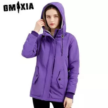 GMXIA Женское однотонное принтованное осенне-зимнее стеганое пальто из овечьей шерсти Женское стеганое стеганое пальто с капюшоном Осенне-зимние куртки и пальто с длинным рукавом S розовый