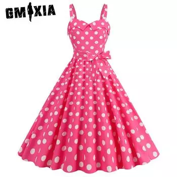 GMXIA женское сексуальное платье-трапеция с бретелью через шею и запахом на груди с принтом в горошек S