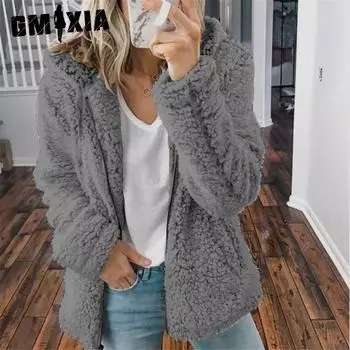 GMXIA Женское шерстяное пальто с капюшоном на осень-зиму с длинным рукавом Куртки и пальто S розовый