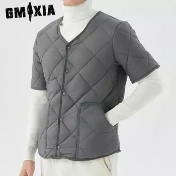 GMXIA Зимняя мужская флисовая теплая домашняя куртка с коротким рукавом и хлопковой подкладкой Мужские куртки и пальто с хлопковой подкладкой M