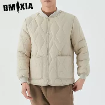 GMXIA Зимняя мужская студенческая куртка Plus Fat Plus Thick Plus с длинным рукавом и стеганой курткой с воротником-стойкой M