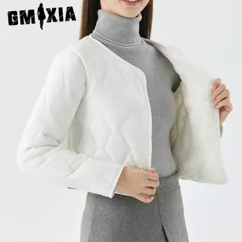 GMXIA Зимняя женская куртка с хлопковой подкладкой из кашемира Женская модная хлопковая куртка с верхом из кашемира и хлопковой подкладкой Теплая подкладка Женские куртки и пальто M