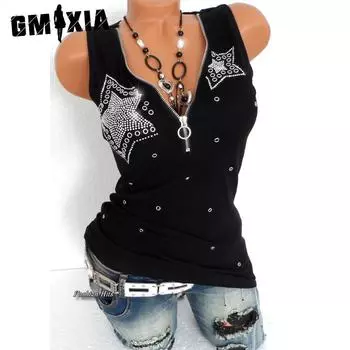 GMXIAV Лето Весна Однотонный Приталенный Жилет Без Рукавов V-образный вырез с Ромбовидным Воротником S чёрный