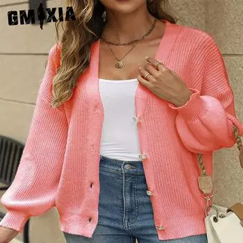 GMXIA V-образный вырез тонкий вязаный кардиган женский осенний женский темперамент свитер пальто топ женский S белый