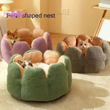 Гнездо для домашних животных, мягкие, удобные, очаровательные, сохраняющие тепло, в форме лепестка, подушка для сна для домашних животных, кошек, собак, товары для домашних животных M серый