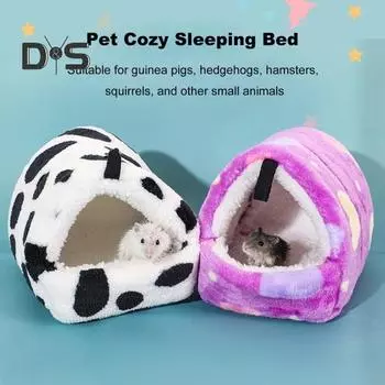 Гнездо для хомяка, милое маленькое животное, спальная кровать, домик для хомяка, мини-питомец, зимнее теплое уютное гнездо для кролика, белки, морской свинки M фиолетовый