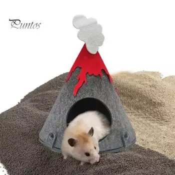 Гнездо для хомяка Палатка из фетра Кроличий домик Большая клетка для хомяка Гнездо Аксессуары для хомяков Постельные принадлежности Мелкие животные Гнездо в форме вулкана для свиней Ежики Белки темно-серого