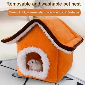 Гнездо для хомяка, съемное и моющееся, удобное, теплое, спальное гнездо для морских свинок, маленький домик серый