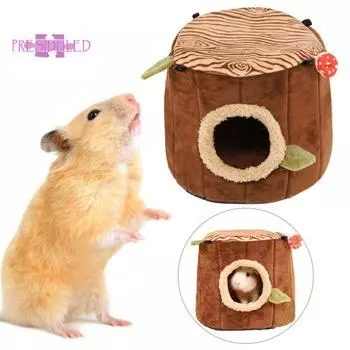 Гнездо для хомяка со съемным ковриком, большое пространство, полная упаковка, сохраняет тепло, удобное гнездо - для мелких домашних животных M коричневый