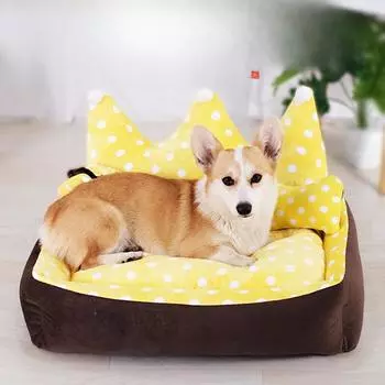 Гнездо для кошек для глубокого сна осенью и зимой, квадратное гнездо в форме короны, удобное и теплое, съемное и моющееся, гнездо для кошек, гнездо для мультяшных кошек S53*46*15cm