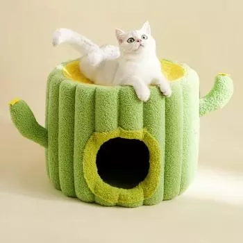 Гнездо для кошек и лежанка для маленьких собак, самосогревающаяся палатка для кошек кактусов, пещера для котят и маленьких собак, для уличных и домашних кошек 39.5*32.5cm