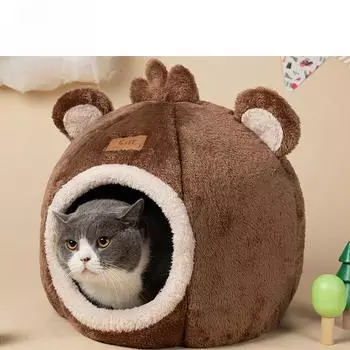 Гнездо для кошек и обезьян Закрытое гнездо для домашних животных Зимний теплый домик для собак Дом для кошек для глубокого сна Съемные и моющиеся принадлежности для кошек 33*33*34cm